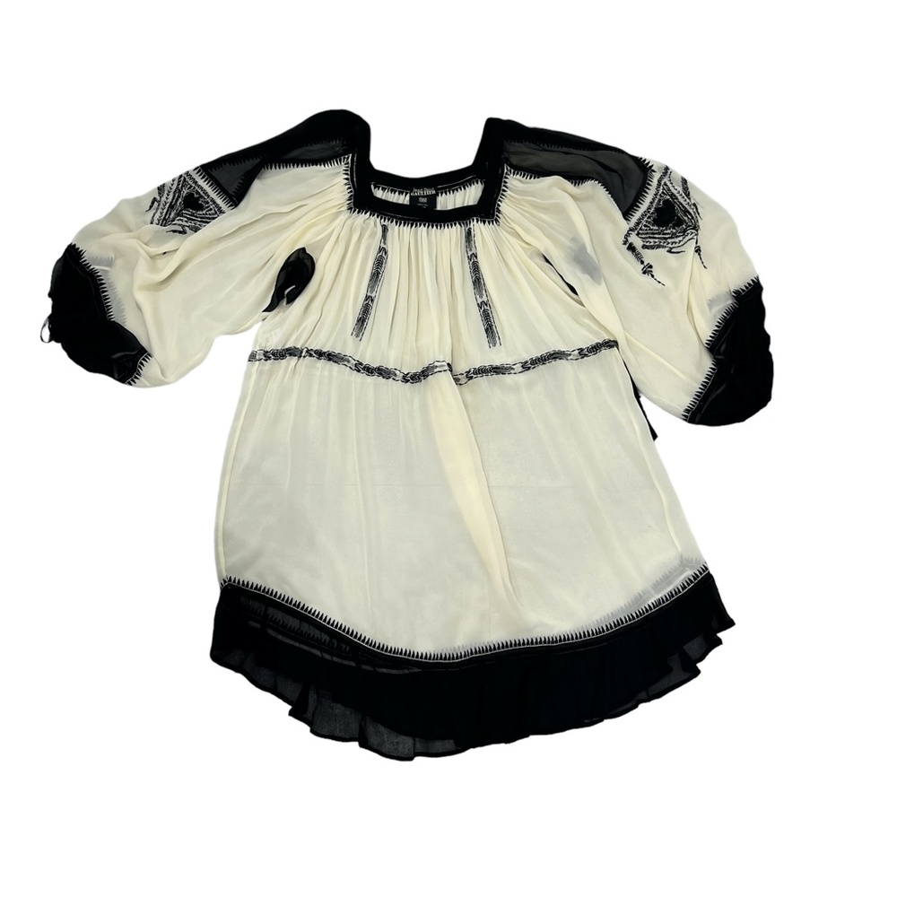 JEAN PAUL GAULTIER SILK CREAM & BLACK EMBROIDERED INSPIRED BY UKRAINE DRESS - Picture 14 of 16